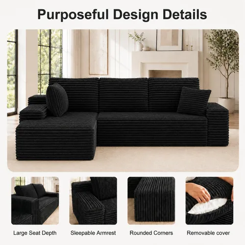Vista 7 de Sofá modular Cloud de 104 pulgadas, cómodo sofá en forma de L con asiento profundo, sofás tapizados modernos para sala de estar y dormitorio,