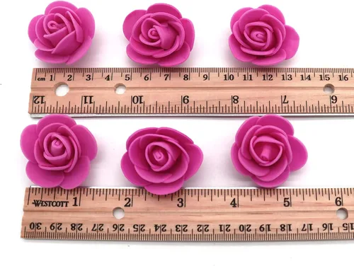 Vista 4 de D-Seven Flores artificiales, 100 unidades, mini rosas de espuma para manualidades, ramos de boda, centros de mesa de baby shower, arreglos florales