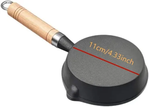 Vista 5 de Mini sartén antiadherente para huevos, 4.3" 4.7 in con mango resistente al calor, portátil para acampar al aire libre, hierro fundido, parrilla