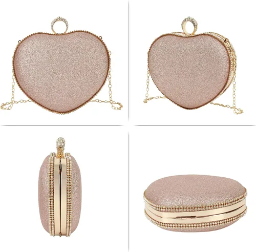 Vista 3 de Reberomantic Bolso de noche en forma de corazón Bolso de embrague de terciopelo Bolso de noche sólido