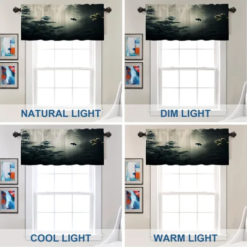 Vista 59 de Batmerry American Flag Ink Dot Blackout Tier Curtains, Red Blue White Stars Abstract Thermal Insulated Half Curtain Rod Pocket Small Valance for