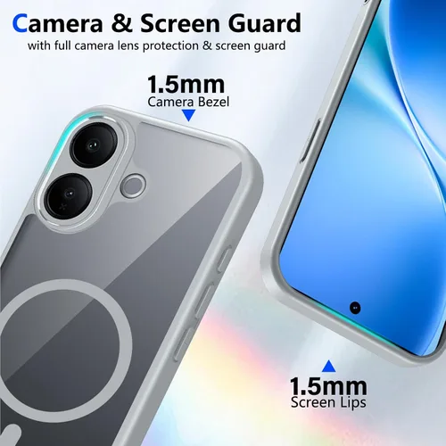 Vista 516 de Funda magnética transparente compatible con Xiaomi 17T, color negro 2 en 1 PC + TPU cubierta de teléfono a prueba de golpes, carcasa protectora