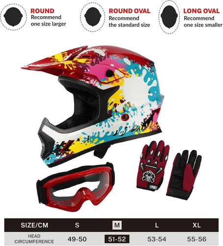 Vista 114 de SLMOTO - Casco DOT para niños y jóvenes, casco de motocross para todoterreno y calle, casco de motocicleta, casco de bicicleta de tierra, motocross