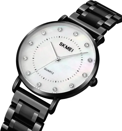 Vista 2 de SKMEI Women Watches Diamond Big Face Thin Slim Stainless Luxury Fashion Analog Quartz Waterproof Dress Casual Simple Ladies Female Rose Gold