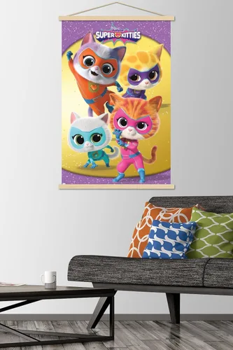 Vista 2 de Trends International Disney Junior Super Kitties - Póster de pared de grupo, 22.37 x 34.00 pulgadas, paquete de impresión premium y colgador