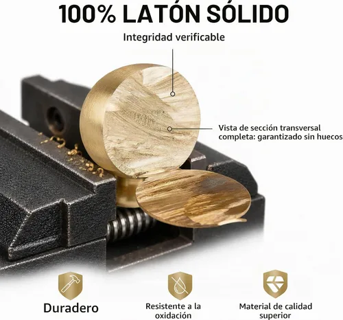 Vista 3 de QOGRISUN Paquete de 2 pomos de latón macizo para gabinete, pomos dorados