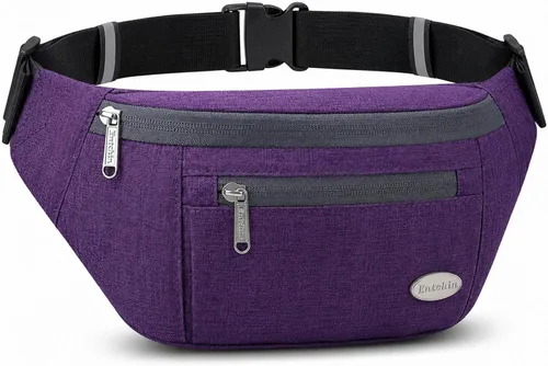 Vista 15 de Entchin Riñonera para mujeres y hombres, bolsa cruzada con 4 bolsillos con cremallera, bolsa de cintura ajustable, uno de los regalos esenciales