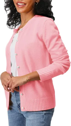 Vista 3 de OSABASA Women's Casual Slim Fit Cardigan Sweaters Long Sleeve Button Down Lightweight Waist Length