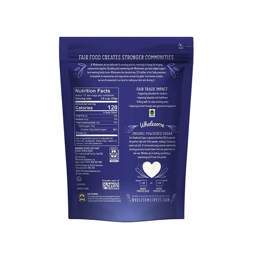 Vista 2 de Wholesome Sweeteners 16 onzas de azúcar glas en polvo orgánico, comercio justo, sin OMG, sin gluten y vegano, 1 paquete