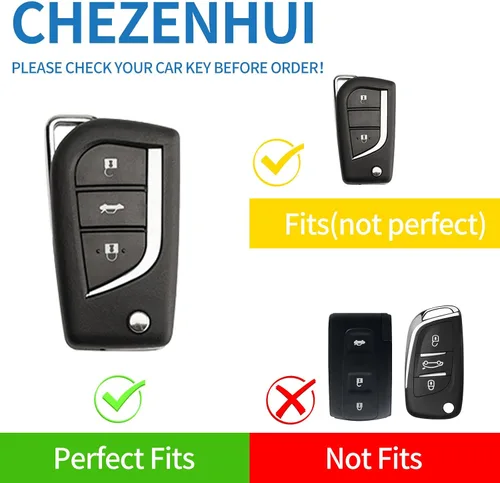 Vista 2 de Funda para llavero Toyota con cordón de cuero, funda protectora para llave de automóvil para Toyota Avalon Camry Corolla RAV4, protector de control