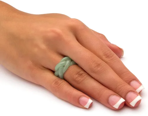 Vista 3 de PalmBeach Genuine Green Jade Braided Eternity Ring Sizes 6-12