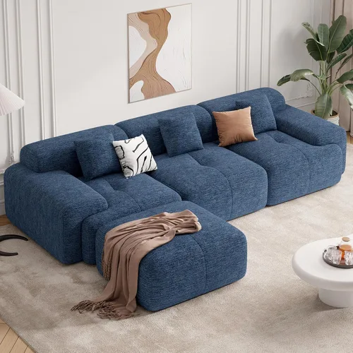 Vista 12 de Sofá biplaza Cloud de 85 pulgadas en una caja, moderno sofá pequeño no requiere montaje, cómodos sillones de asiento profundo sin estructura