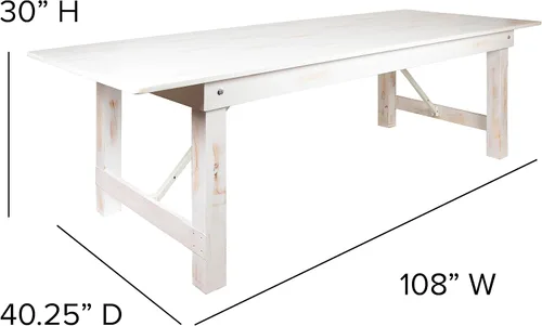 Vista 3 de Flash Furniture Hercules - Mesa plegable (108 x 40 pulgadas), color blanco