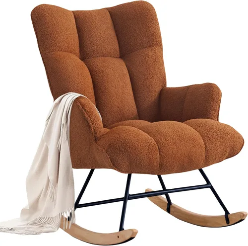 Vista 13 de Zedachica Mecedora de peluche rosa para guardería, tela de forro polar suave, ergonómica y ajustable, solo para uso en interiores Rosa bebé