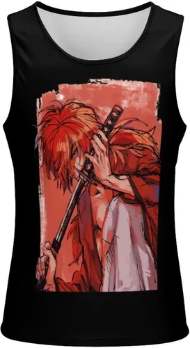 Vista 2 de HARIBHAKT Rurouni Kenshin Himura Kenshin - Camiseta sin mangas para hombre, camiseta sin mangas con impresión 3D, camiseta casual para correr