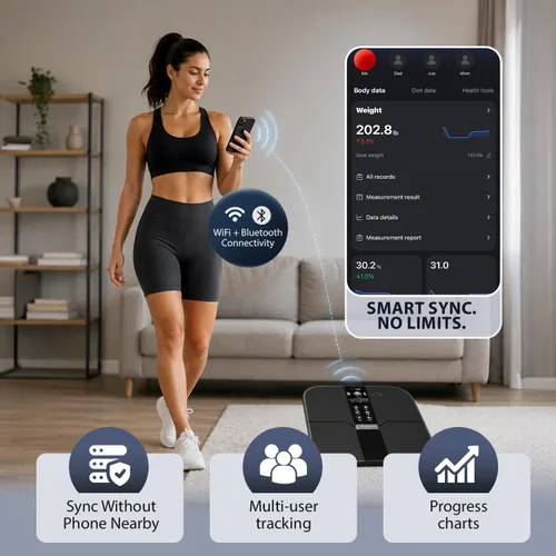 Vista 5 de Homerz Nexa 400 - Báscula de grasa corporal para peso corporal, báscula inteligente con IMC, grasa corporal y masa muscular, báscula de composición
