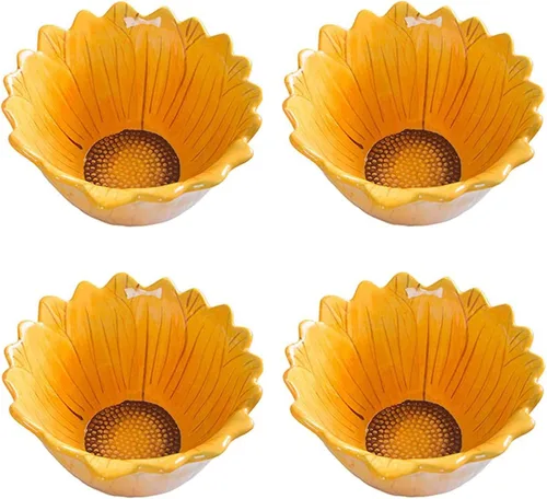 Vista 7 de Tazón de caramelo de 6 pulgadas, cuenco de aperitivos en forma de girasol.