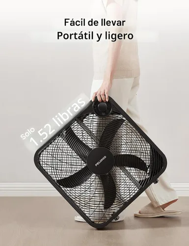 Vista 5 de PELONIS Ventilador de caja de 3 velocidades de 20 pulgadas para dormitorio Negro