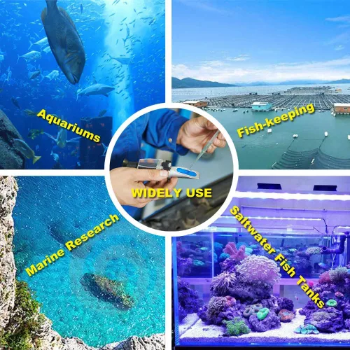 Vista 5 de Agriculture Solutions Refractómetro de salinidad para agua de mar y acuario marino de pesca 0-100 PPT con compensación automática de temperatura