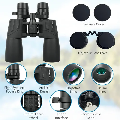 Vista 5 de Prismáticos con zoom de 10-30x50 para adultos, alta potencia, visión nocturna con poca luz, prisma BAK4 con lente FMC, Waterpoof, binoculares
