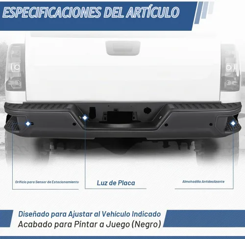 Vista 5 de Auto Dynasty Parachoques Trasero Escalonado Compatible con Chevy Silverado GMC Sierra 1500 LTD Limited 2019-2023, Con Orificios para Sensores
