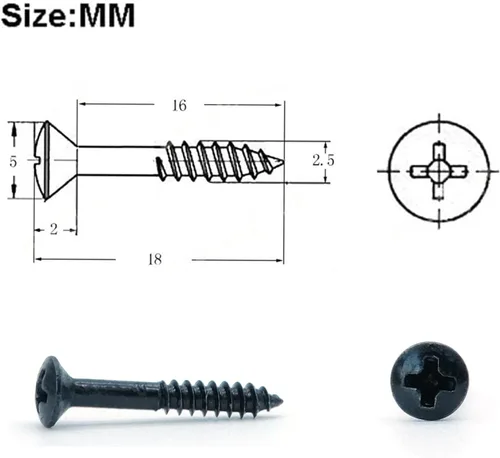 Vista 4 de 20 tornillos de montaje para anillo de pastilla Humbucker para guitarra Les Paul SG (negro)