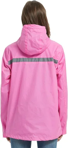 Vista 5 de Mywu Chaqueta impermeable con capucha para mujer, cortavientos, ligera para exteriores