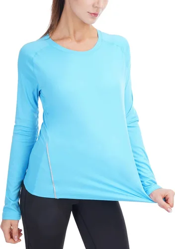 Vista 3 de Costdyne Camisetas de manga larga para mujer, con protección UV, ligeras, de secado rápido, Azulclaro
