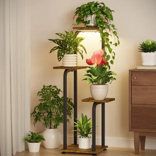 Vista 15 de LASZOLA - Estante alto para plantas, esquina interior de 5 niveles, color negro Negro mate
