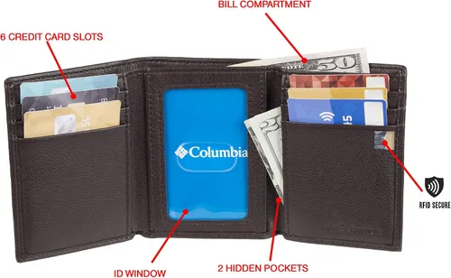 Vista 5 de Columbia Billetera triple RFID para hombre