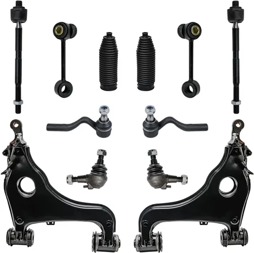 Vista 100 de Detroit Axle – 12 brazos de control superiores e inferiores delanteros con rótulas, barras de unión exteriores e interiores con topes, barras