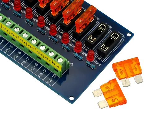 Vista 4 de Placa de módulo de fusible de distribución de energía de 10 posiciones para montaje de tornillo, para 5 a 32V
