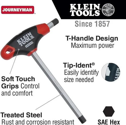 Vista 2 de KLEIN TOOLS JTH6E17 Llave hexagonal de 1/2 pulgada, mango en T Journeyman, 6 pulgadas