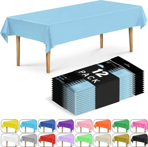 Vista 21 de DecorRack 2 Manteles rectangulares de plástico libres de BPA, 54 x 108 pulgadas, mantel de mesa para comedor, mantel rectangular para fiestas