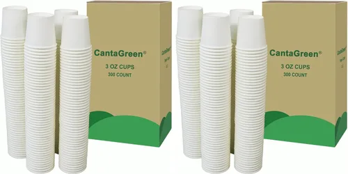 Vista 5 de CantaGreen Vasos resistentes de 3 oz, taza de baño de papel blanco de 300