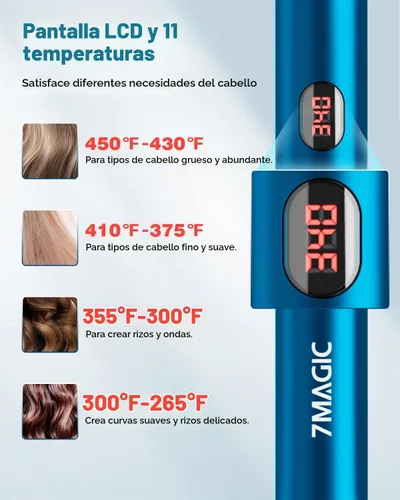 Vista 2 de 7MAGIC Plancha de Pelo Alisadora, Plancha Plana de Cerámica con LCD, Plancha de Pelo Profesional 2 en 1 para Cabello Grueso, Herramienta