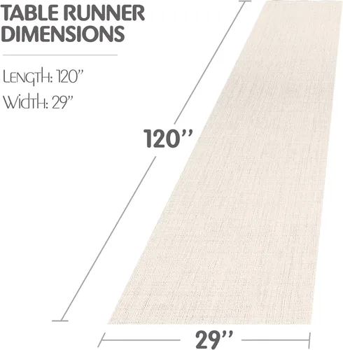 Vista 6 de Camino de mesa de gasa de tacto sedoso con dos estilos de lazos de cinta, camino de mesa beige arenoso, camino de mesa de boda de 29 x 120 pulgadas
