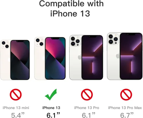 Vista 3 de JETech Funda 5 en 1 para iPhone 13 de 6.1 pulgadas, con 2 protectores de pantalla y 2 protectores de lente de cámara, película de vidrio templado