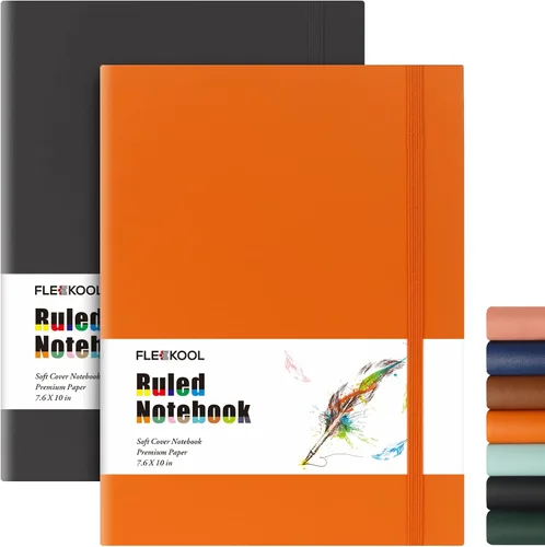 Vista 10 de Diarios de negocios, paquete de 2 cuadernos B5 de rayas universitarias de tapa suave grande con papel rayado grueso de 100gsm, 376 páginas