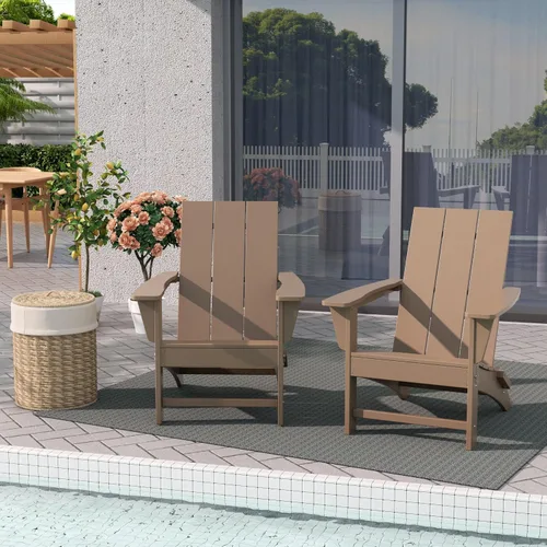 Vista 45 de WestinTrends Ashore Modern - Silla plegable Adirondack para exteriores (juego de 2), color negro