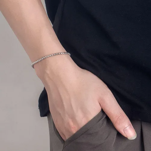 Vista 2 de Pulsera de plata de ley 925 para hombres y mujeres, 0.118 pulgadas, eslabones cuadrados Rolo Link, cadena redonda de 6.3 pulgadas, 6.7 pulgadas, 7