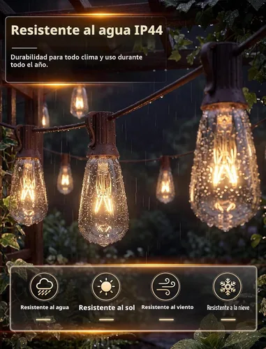 Vista 3 de GOOTHY - Juego de luces de cadena para exteriores de 10 pies con 11 bombillas Edison transparentes (1 de repuesto) - Base C9/E17, luces de patio