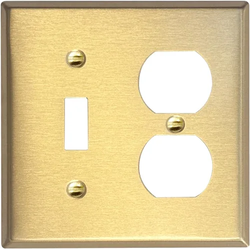 Vista 62 de Rio Salto BRASS Signature Collection MIDSIZE - Placa de pared de metal dorado para interruptor de luz o cubierta de tomacorriente, placa de pared
