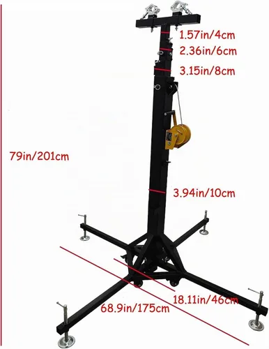 Vista 6 de TECHTONGDA Dos soportes de manivela de iluminación, sistema de iluminación LED de armadura resistente, soporte de manivela con elevadores, 19 pies
