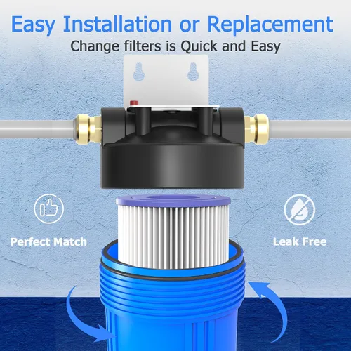 Vista 5 de Cartucho de filtro de agua de 20 micrones para toda la casa, filtros de sedimentos plisados para agua de pozo, reemplazo universal para cualquier