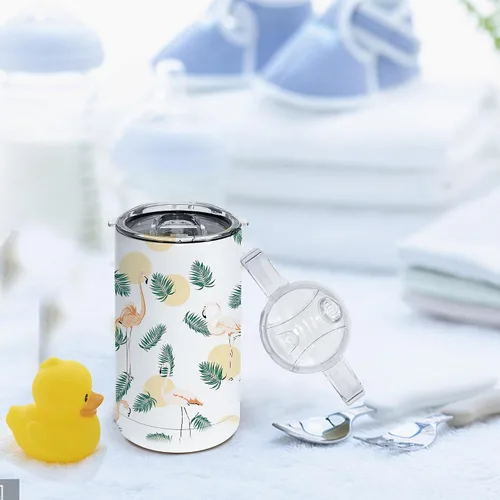 Vista 4 de AGH Paquete de 30 vasos de sublimación de 12 onzas con dos tapas, botella de agua de doble pared de acero inoxidable para niños con asa, vasos