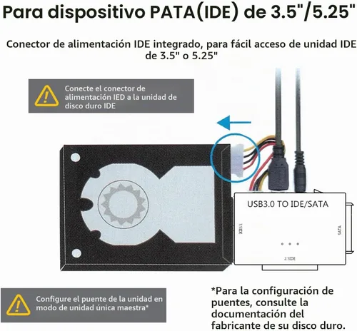 Vista 9 de Adaptador USB 3.0 a IDE SATA lector de disco duro para disco duro HDD/SSD de 2.5/3.5, cable de convección externa de ultra recuperación incluye