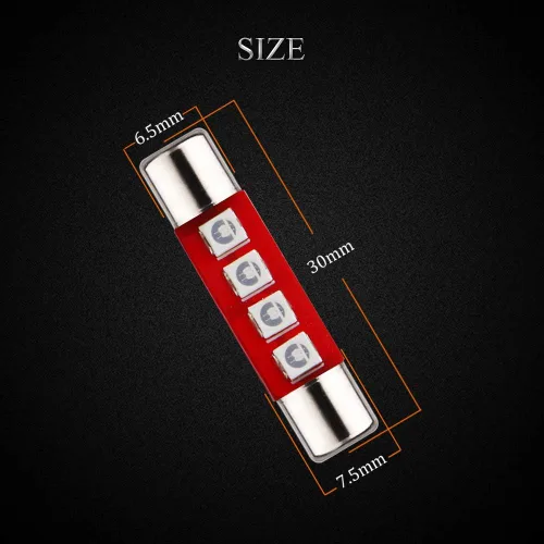 Vista 3 de YM E-Bright Festoon LED azul de 1.102 in para luces de espejo de visera de automóvil, 14V1CP 6641 6612F LED Festoon Bulb 12V Dome Light, 3030-4SMD