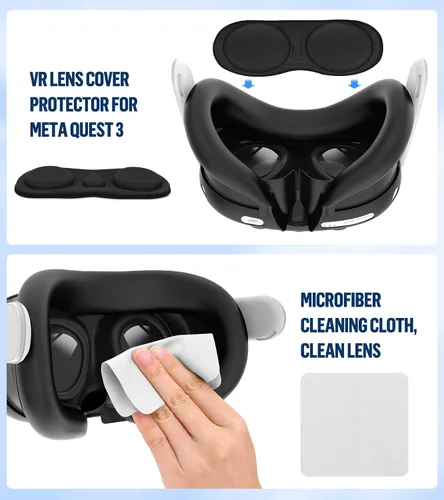 Vista 6 de Silicone Cover Set Compatible with OculusMeta Quest 3, Touch Controller Grips Cover, VR Shell Cover, Facial Interface Cover, Protective Lens Cover