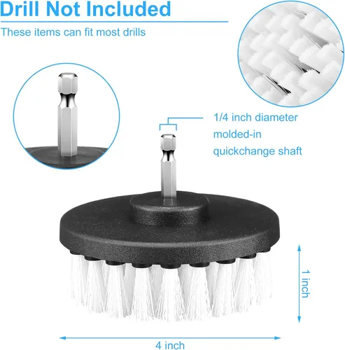 Vista 2 de Kit de limpieza de cepillo de taladro, juego de cepillos multiusos para taladro, cepillo de limpieza para taladro, superficies de baño, bañera